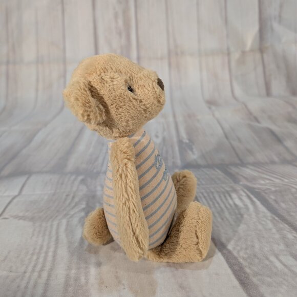 JellyCat Beige Little One Blue Bear Rattle Soft Plush Toy - Picture 7 of 8